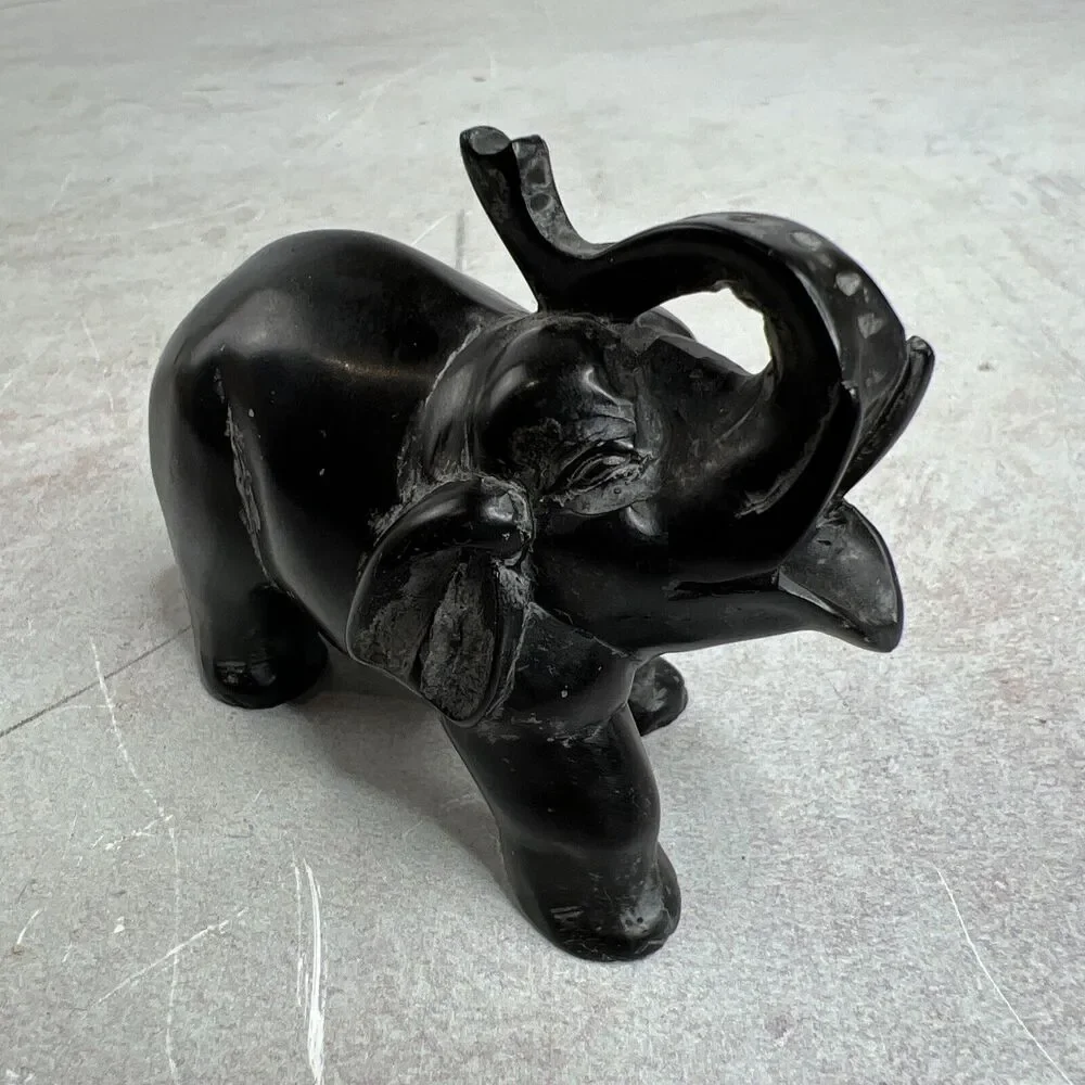 Small Black Natural‎ Stone Elephant